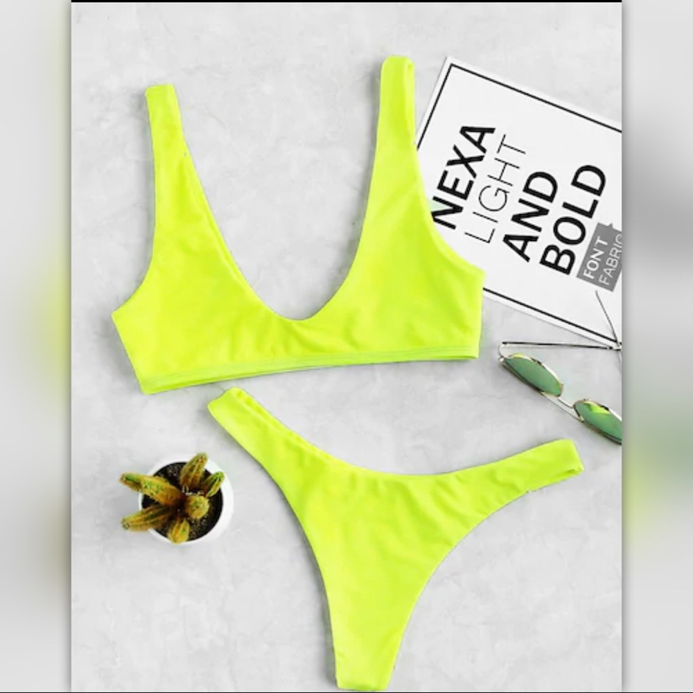Neon Scoop Neck Bikini - Picture 2 of 6